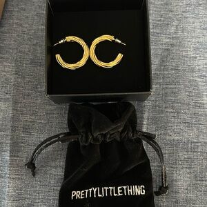 NIB PrettyLittleThing Real Gold Plated Twist Hoop Earrings